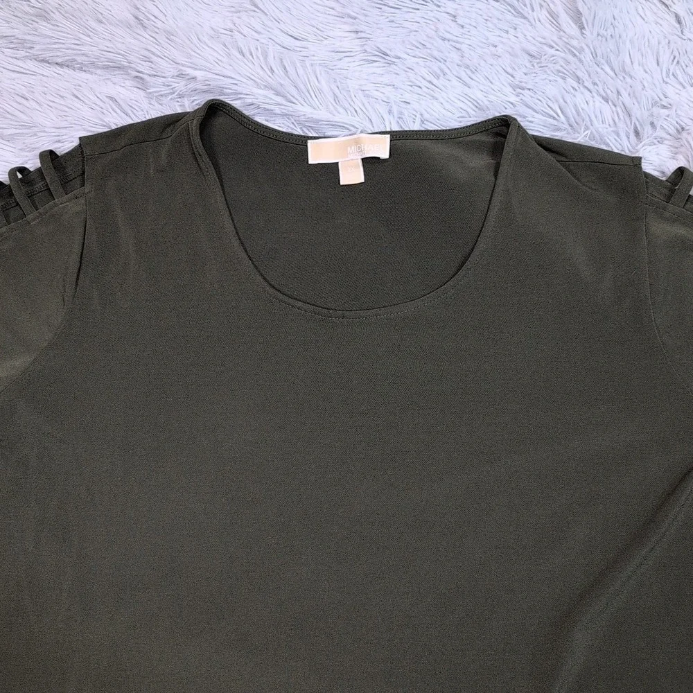 Michael Kors Shirt Womens 2X Green Top Comfort Casual Preppy Soft Preppy Stretch